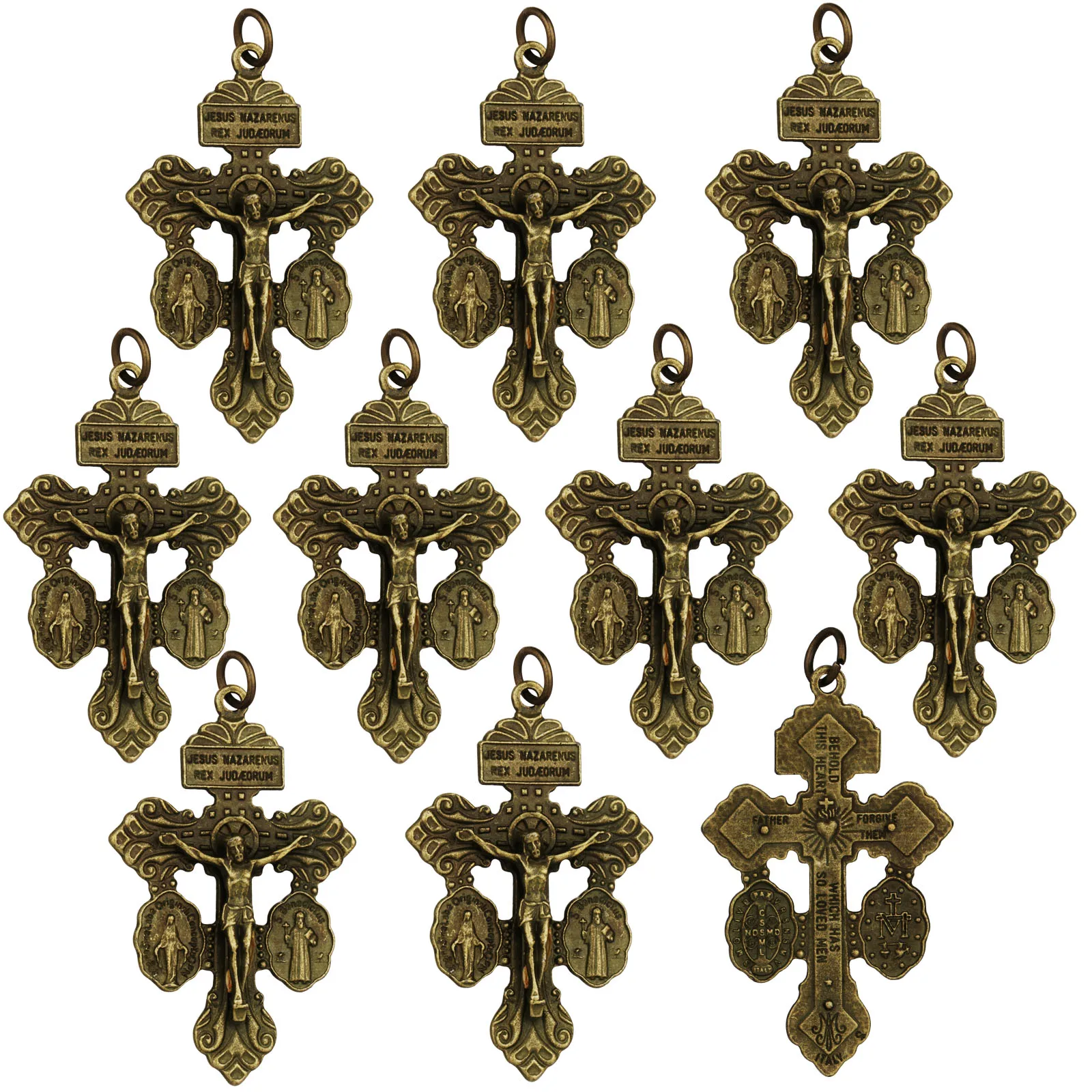 Diyalo Medalla Milagrosa/St. Benedict/Crucifix Cross Charms Pendant for DIY Rosary Necklace Jewelry Making Prayer Chaplet Parts