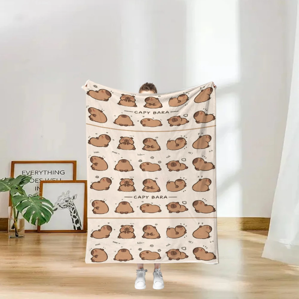 Full Page Cute Capybara Mood Chart Throw Blanket for All Indoor Space Bedroom Sofa Office Birthday Comfort Theme Party Gift