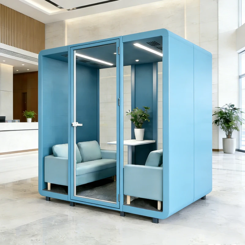 Aluminum Frame Large Soundproof Booth Multi Person Quiet Cabin Office Building Work Pod Commercial OEM Customized