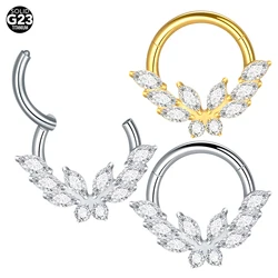 1/5PCS Titanium Marquise CZ Hinged Septum Clicker Segment Ear Tragus Cartilage Helix Daith Lip Piercings Nose Rings Jewelry 16G