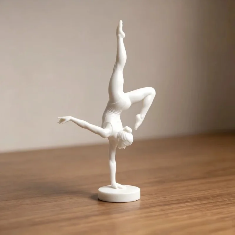 3D Printed Single-Handed Balancing Ballet Dancer Figurine, Modern Artistic Gymnastics Girl Desktop Decorative Sculpture view 3