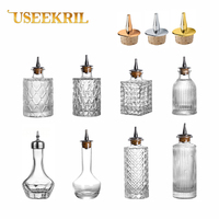 Vintage Glass With Stainless Steel Caps Cocktail Bitters Bottles With Cap Kitchen Seasoning Tools Bar Bartender Accessories