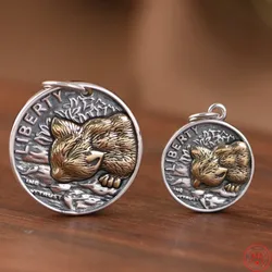 S925 Sterling Silver Pendants for Men Women New Fashion Round Brand Double-sided Relief Cat Argentum Amulet Jewelry Wholesale