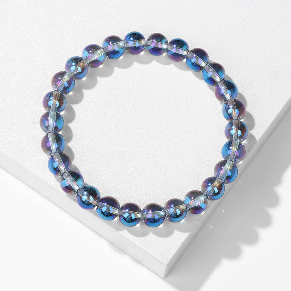 Mondstein Stein Perlen Armband Naturstein Kristalle Armband bunte Perlen Heilung trend igen Schmuck Männer Frauen elastische Armreifen