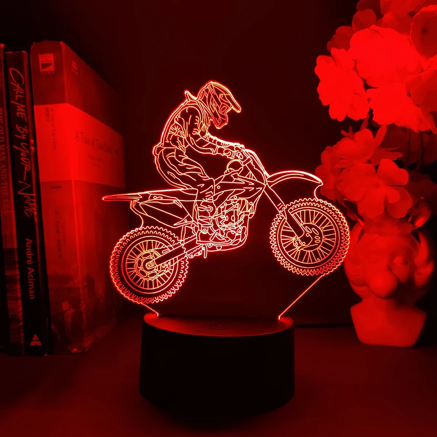 Racing Motorcycle 3D Visualization Led Night Light For Bedroom Dirt Bike Lava Lamp Children\'s Room Decor Boyfriend Birthday Gift