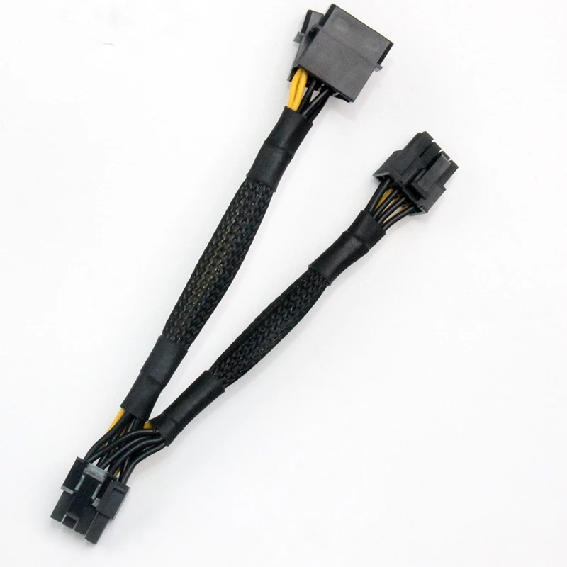 Dual 4Pin IDE Molex To GPU Dual 8Pin(6+ 2)Pin Power Supply Cable PCI-E PCI Express Graphics Video Display Card Adapter