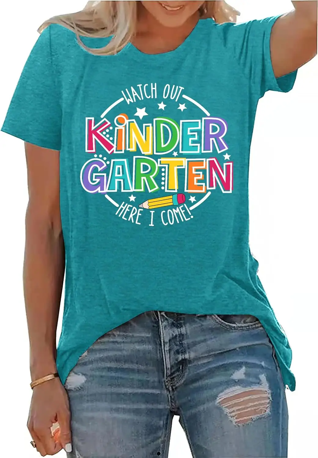 Camisas de professor de jardim de infância para mulheres professor gráfico camiseta casual inspirador presente de ensino tops