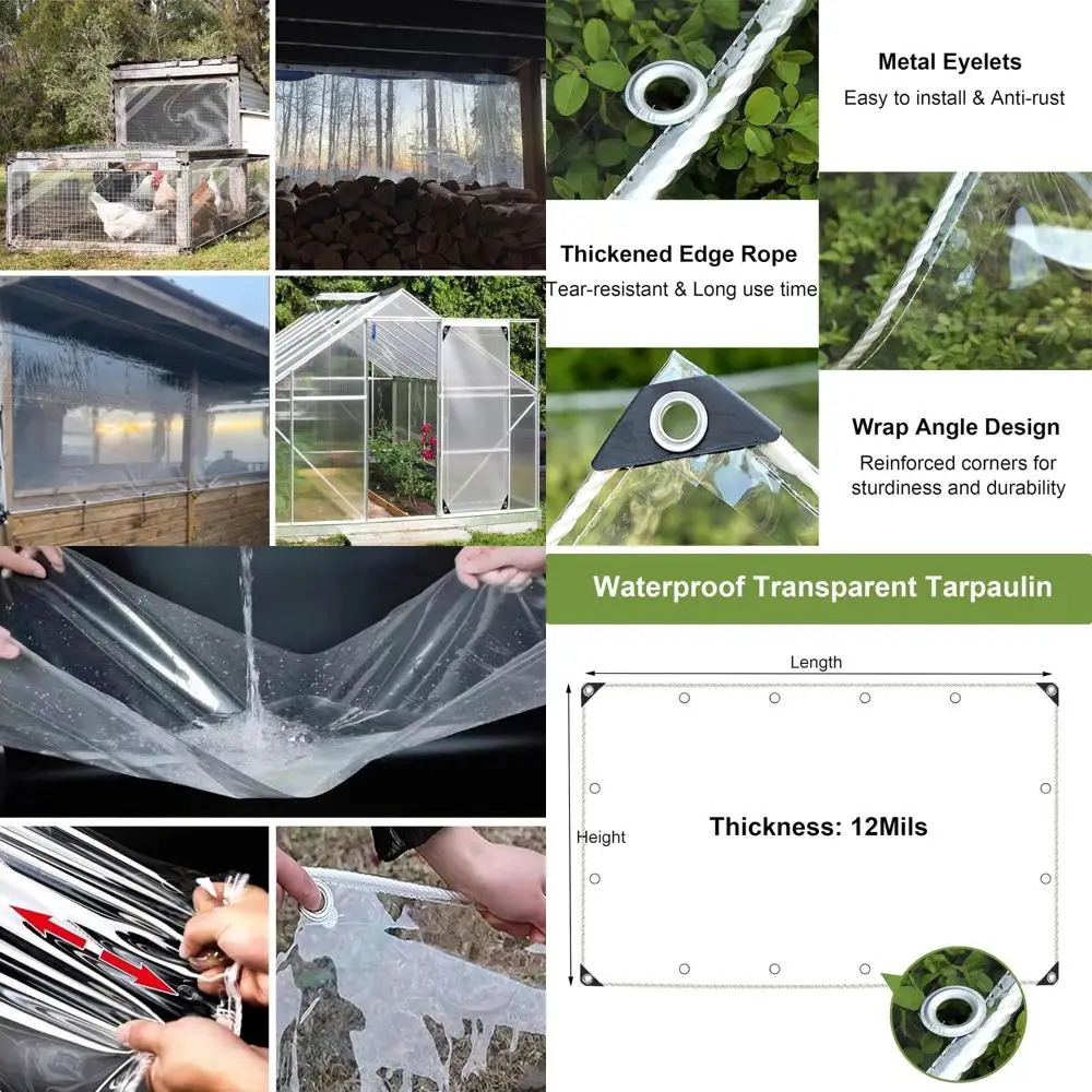 قماش القنب عالي التحمل مقاوم للماء مقاس 10 × 12 قدمًا مع حلقات للاستخدام الخارجي - غطاء فينيل سميك 12 ميلًا ومقاوم للأشعة فوق البنفسجية والرياح #1