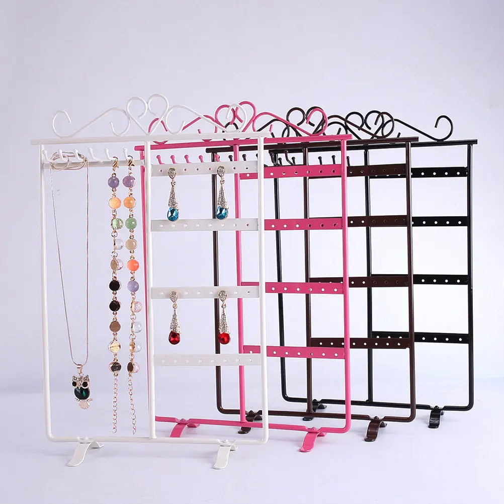 Jewelry Display Stand Iron White Classic Vintage Jewelry Organizer Stand for Earrings Bracelets Necklaces Rings Storage Display