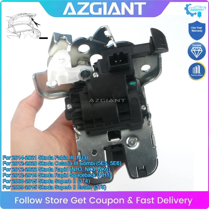 

AZGIANT Car Rear Trunk Lid Lock Release Motor 4Pin for Skoda Fabia Octavia Rapid Superb Replacement 8K9827505A 16D827505