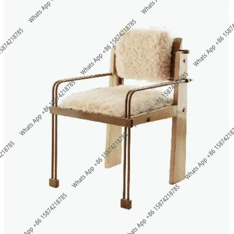 

Medieval dining chair household small apartment designer lamb wool makeup retro cream style restaurant high-end chair
