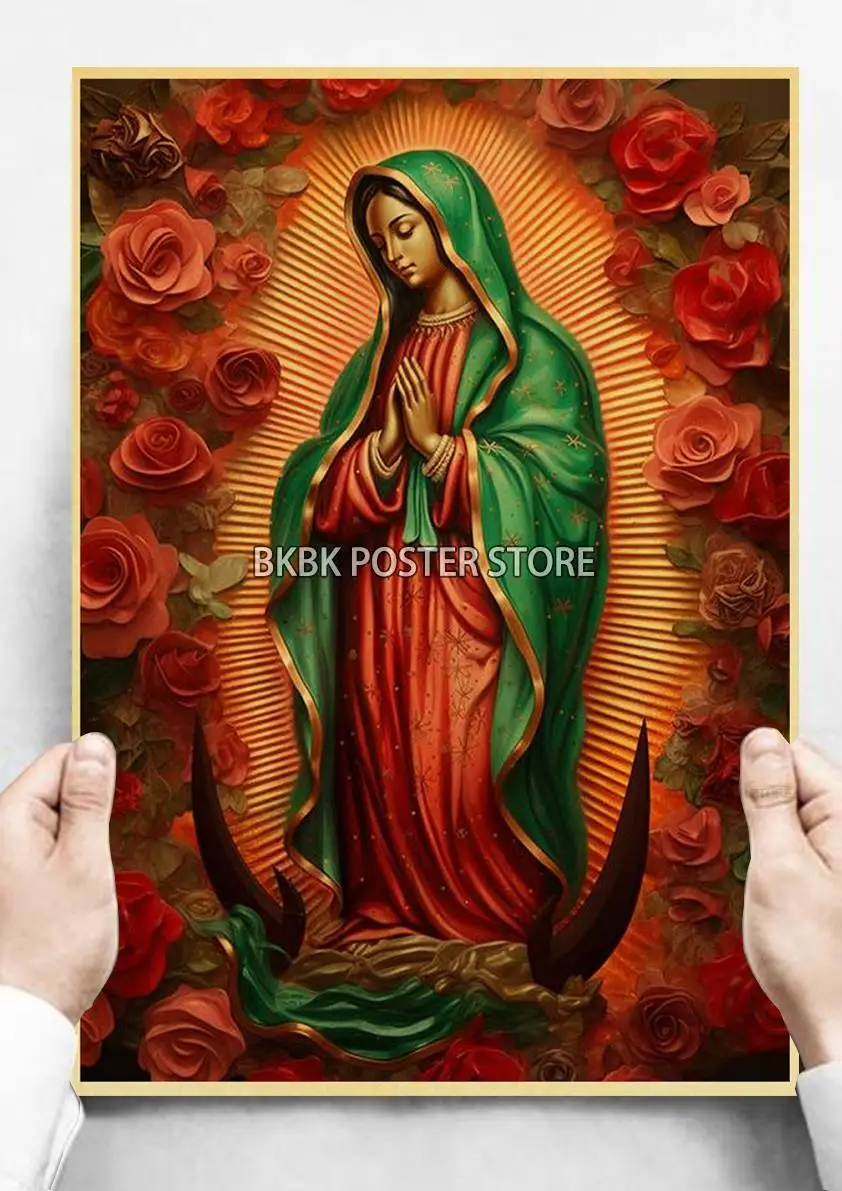 Our Lady Of Guadalupe Virgin Posters Nostalgia Kraft Paper Poster Art Picture Decoration Living Room Home Collection Wall Decal