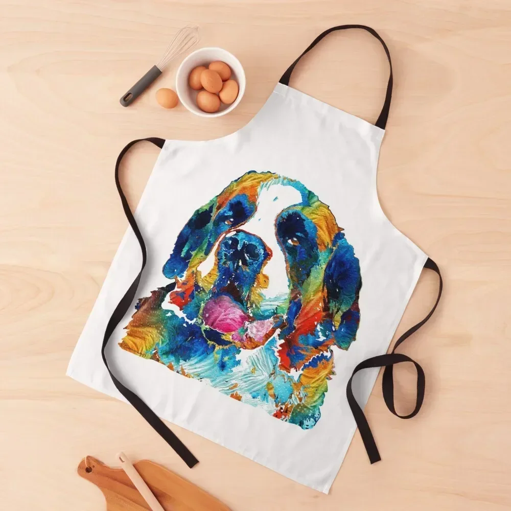 

Colorful Saint Bernard Dog by Sharon Cummings Apron japanese woman chefs Chef Uniform Women Woman Work Apron