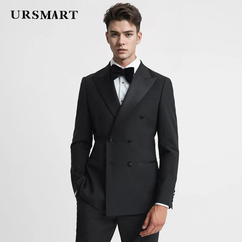 

2024 New Product Double breasted men's casual suit with polka collar and British style, elegant and gentlemanly style man Suit