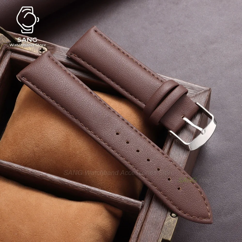 14mm 16mm 18mm 20mm 22mm 24mm Soft PU Leather Watch Band Straps Universal Men Women Bracelets for Samsung Galaxy Watch 8/7/6/5/4
