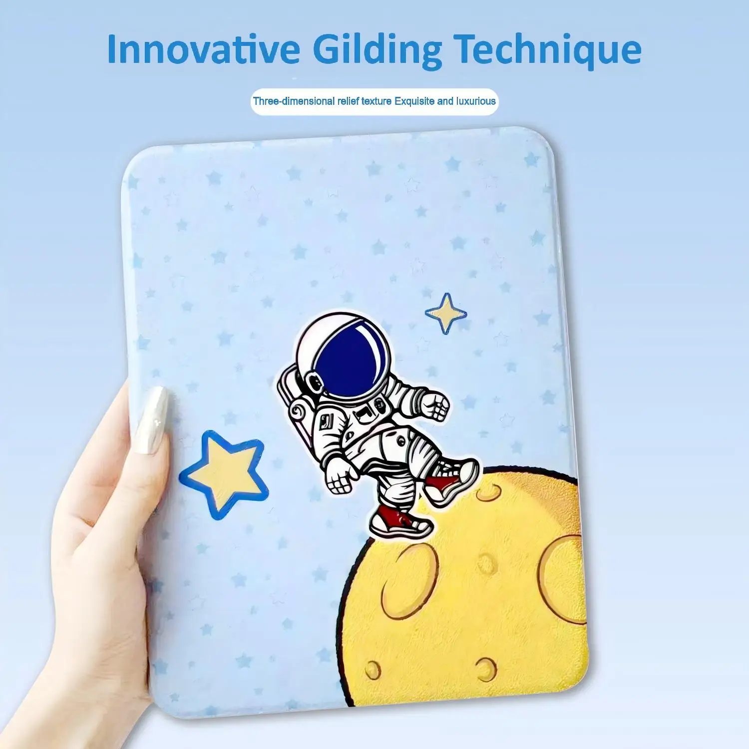 Blue Starry Sky Astronaut 360° Rotating Tablet Protective Case for iPad Pro 13 2024 Pro 11 2024 Air7 th 2025 10.9 10.2 9.7 Mini