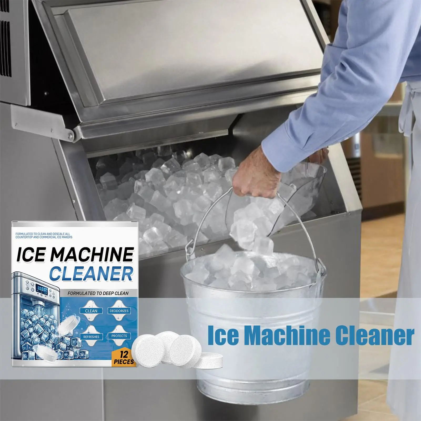12pcs Ice Machine Cleaning Tablets Home Appliance Care Descaling Deodorizing Prolonging Ice Maker Lifespan Household Tool