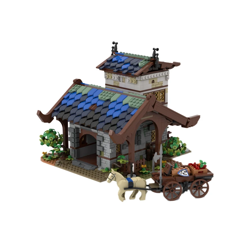 City Street View  Series Medieval Modular Building MOC Grain warehouse DIY Model Technical Bricks Assembly Children Toys Gifts