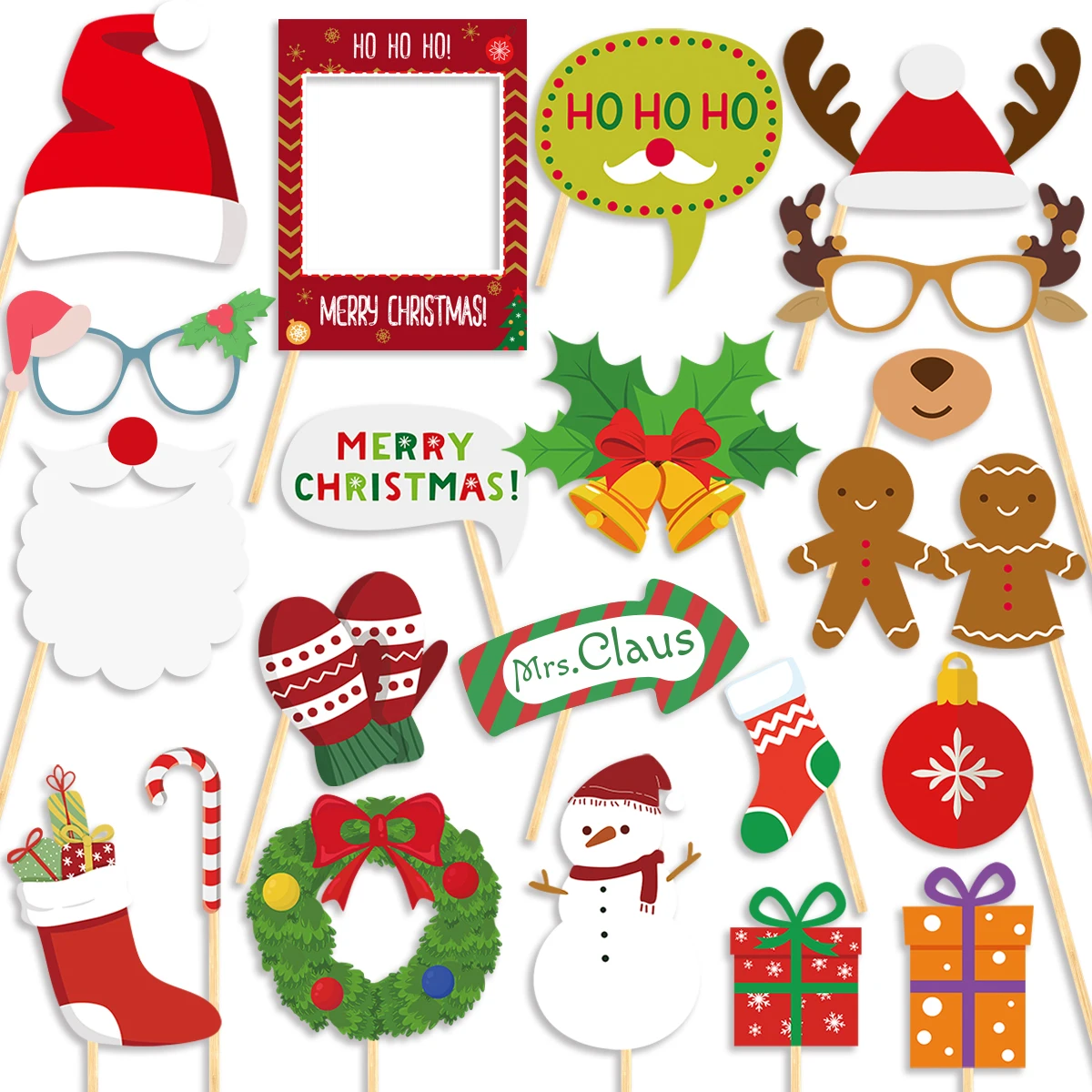 Christmas Decoation for Home Photo Booth Props Santa Claus Tree Glasses Frame 2025 New Year Eve gift xmas Photobooth Decor noel