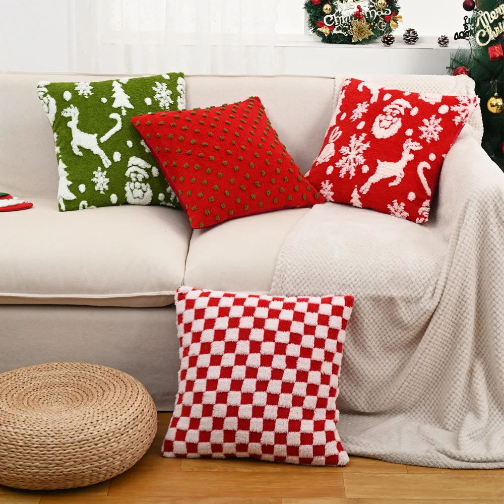

Christmas plush jacquard cushion cover