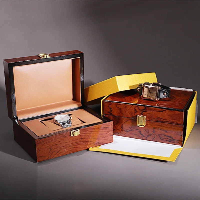 Customizable High Grade Baking Varnish Surface Brown Watch Box Grey Watches Case  Boxes for Luxury Gift  Jewlery Organizer