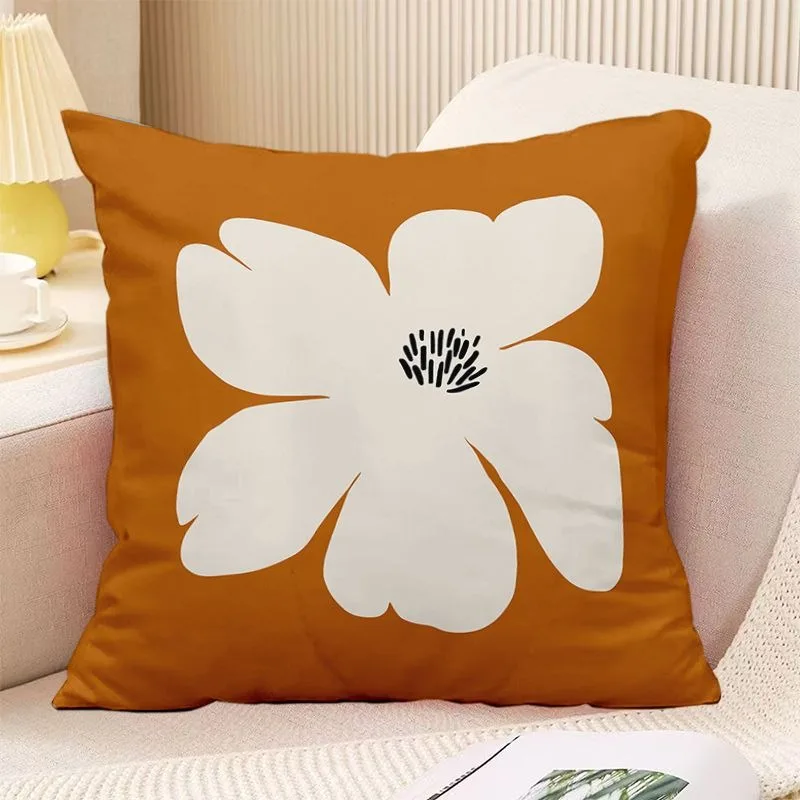 Bedroom Living Room Square Cushion Pillowcase Orange Simple Print Decorative Pillowcase