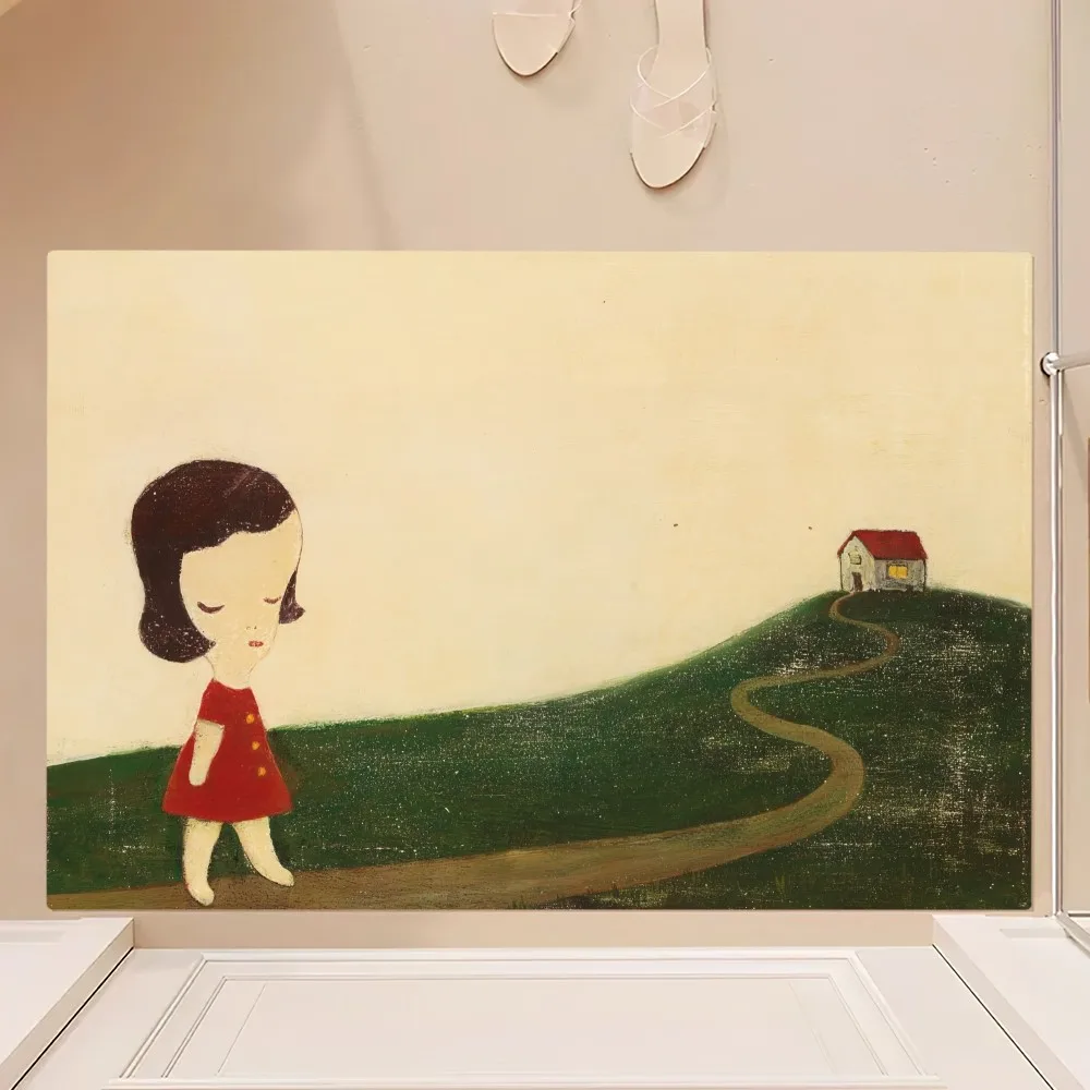 Art Yoshitomo Nara Floor Mat Bedroom Kitchen Door Bath House Super Absorbent Foot Non-slip