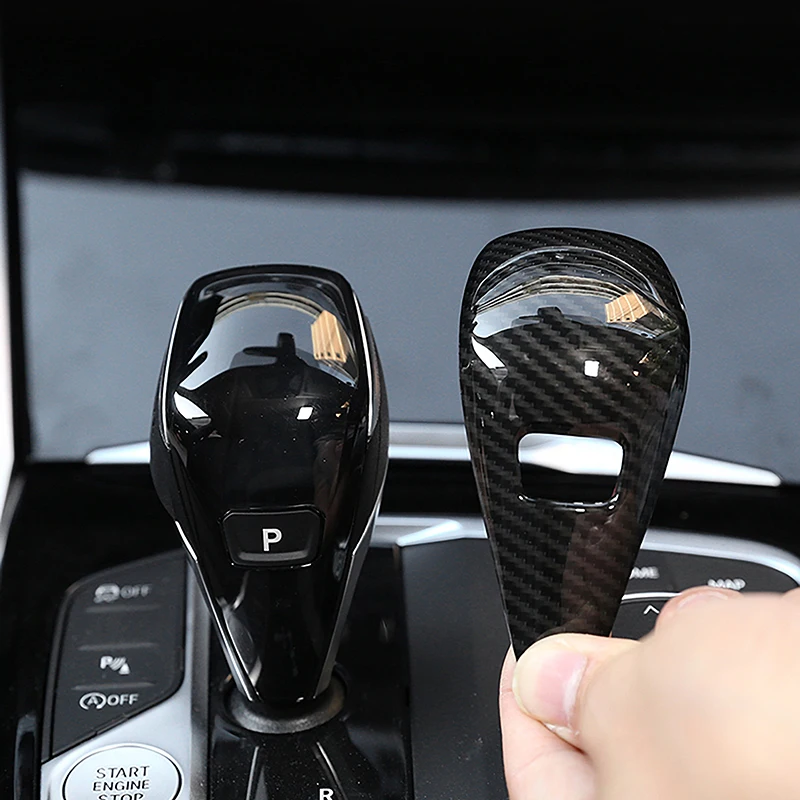 Car Console Gear Shift Handle Head Decoration Cover Trim For BMW 3 Series G20 2020-2022 Carbon Fiber Color Interior Accessories