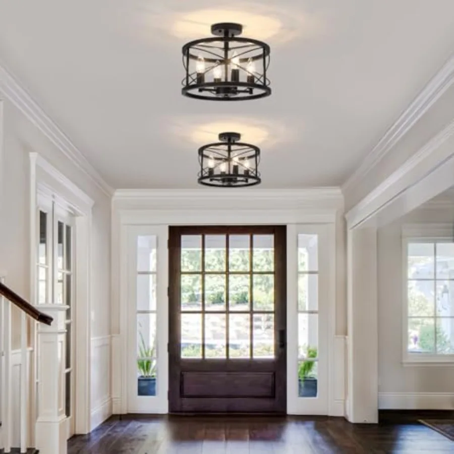 Semi Flush Mount Ceiling, Farmhouse Modern Light Fixture, Hallway Light Fixtures Close to Ceiling Lighting Fixture for Kitchen