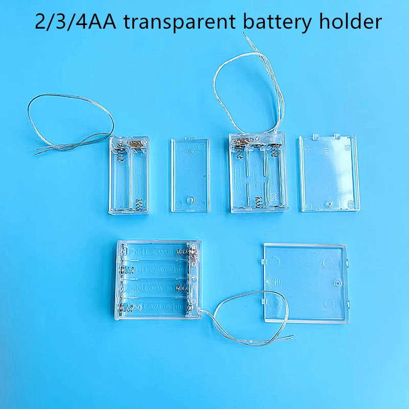 10/20PCS 2 3 4 AA Battery Holder Box Case with Switch New 2 3 4 AA 3V 4.5V 6V Battery Holder Box Case with Lead Transparent Box