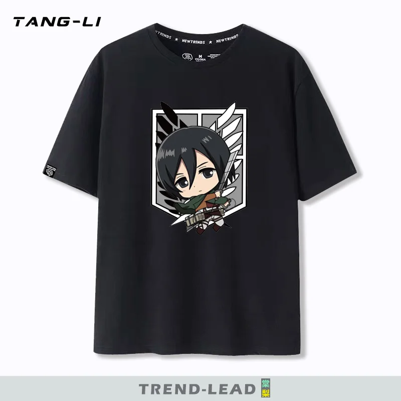 Attack on Titan Captain Levi Mikasa Surrounding Printed Adult Men and Women Short-Sleeved T-Shirt Summer Cotton Clothes