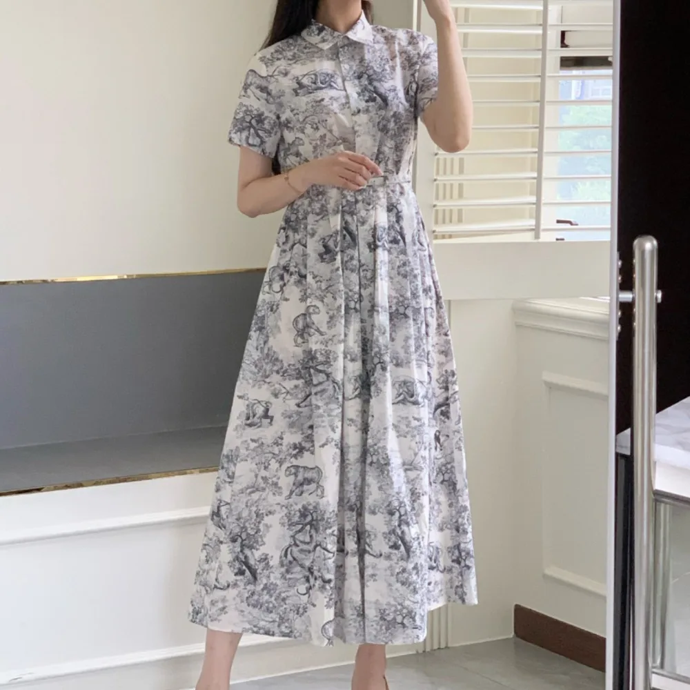 فستان رسم زيتي بتصميم رجعي بتأثيرات الغسيل بالحبر، أناقة فريدة من نوعها، فستان صيفي من القطن 00%، موضة نسائية. #3