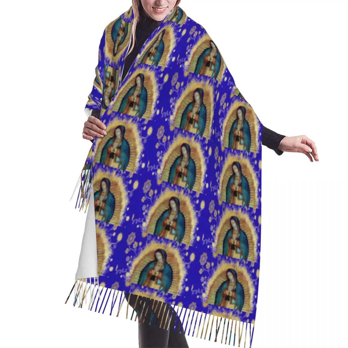 Personalized Printed Our Lady Of Guadalupe Mexican Virgin Mary Scarf Men Women Winter Warm Versatile Scarves Shawls Wraps