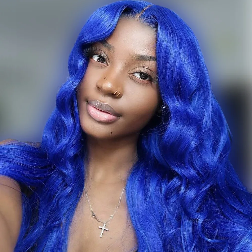 مستقيم الأزرق الداكن 13x6 الدانتيل الجبهة الباروكات 100% الشعر البشري 613 الملونة قبل نتفها الأزرق الداكن شعر مستعار الدانتيل للنساء الشعر الخام البرازيلي #1