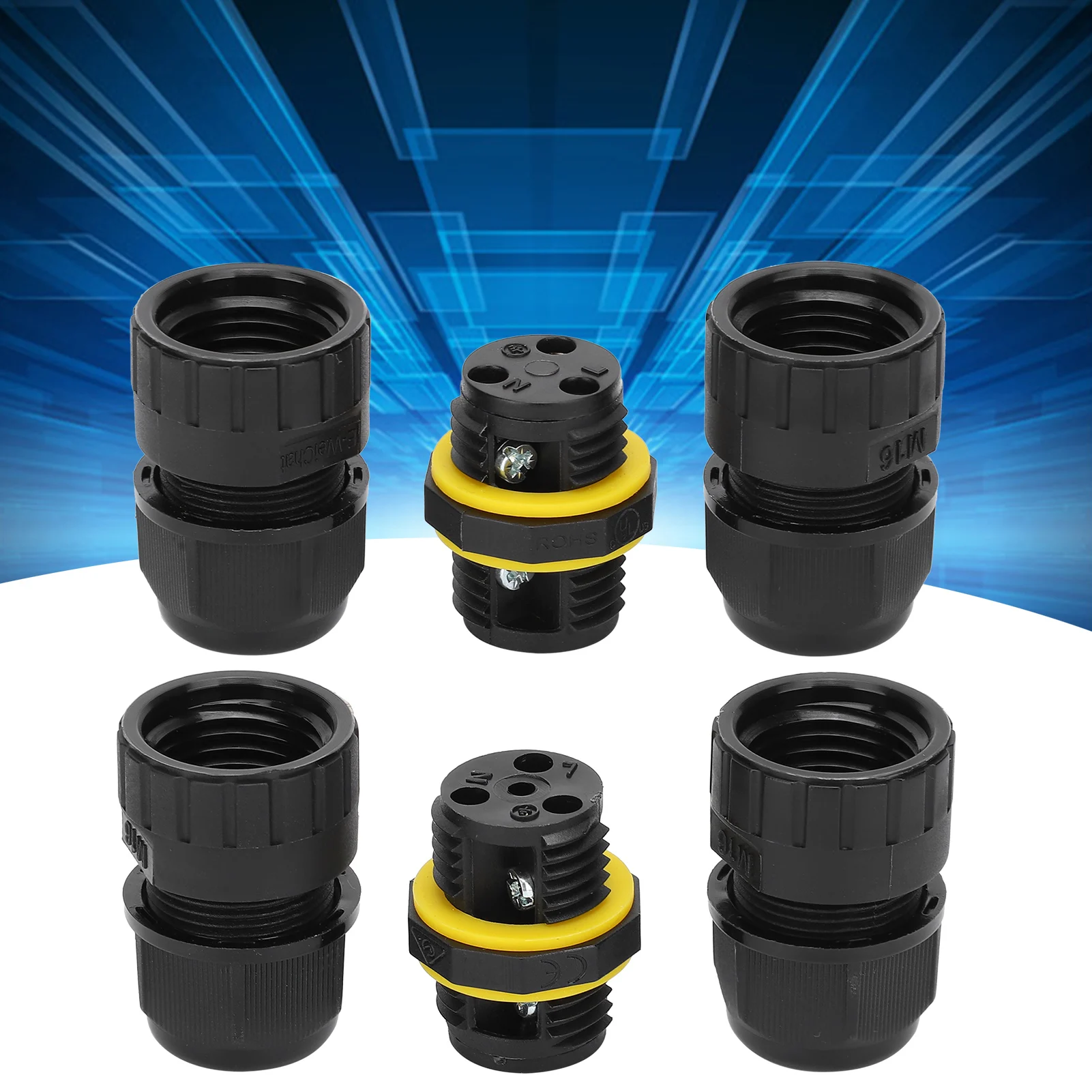 Waterproof Electrical Cable Connector 3- Outdoor Wire Joint M16-3P IP68 0.5~1.5 mm² Waterproof Electrical Cable Connector