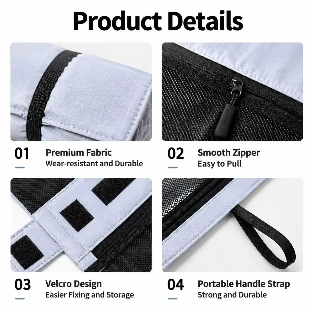 Roll Up Design Travel Toiletry Bag Dry Wet Separation Large Capacity Cosmetic Pouch Mesh Pocket Practical