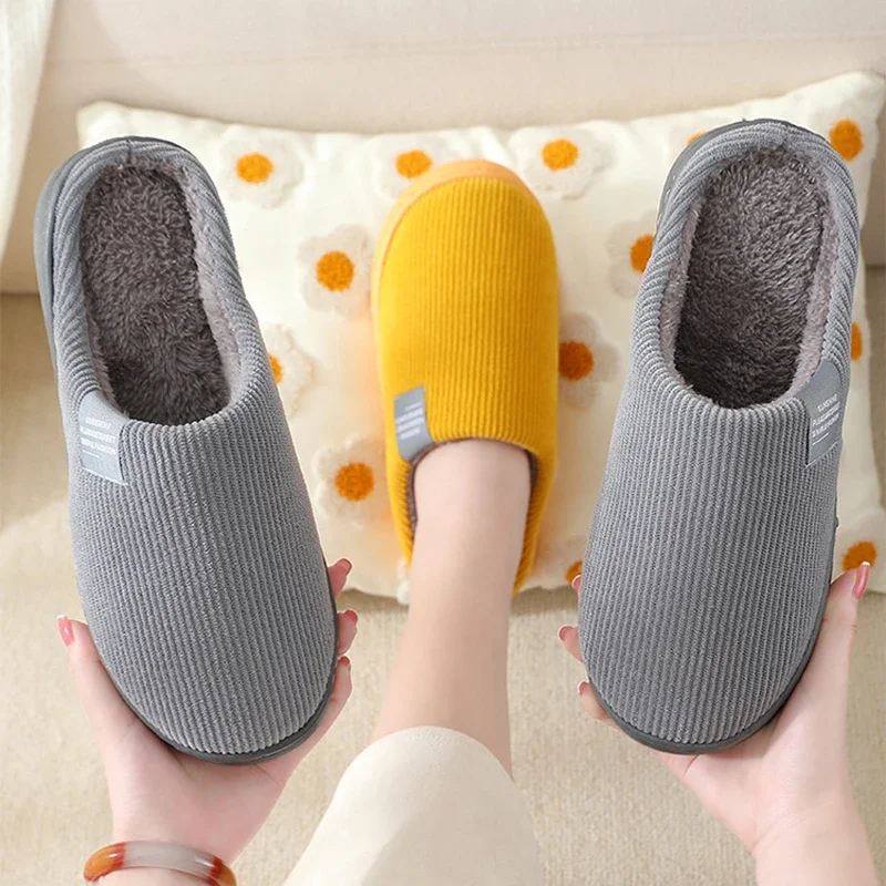 Fluffy Slipper Women Home Fuzzy Christmas elk Winter Fur Contton Warm Plush Non Slip Grip Lazy Female Ears Embroidery Floor Shoe