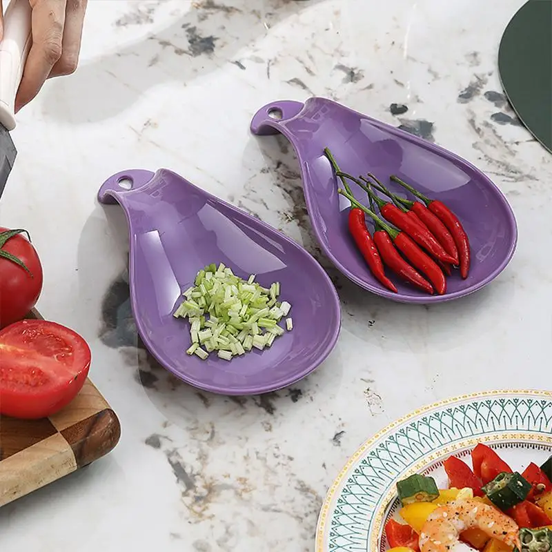 Spoon Rest Large Ceramic Spoon Holder Heat-Resistant Cooking Spoon Rest Coffee Spoon Holder Dishwasher Safe Ceramic Spoon Rest