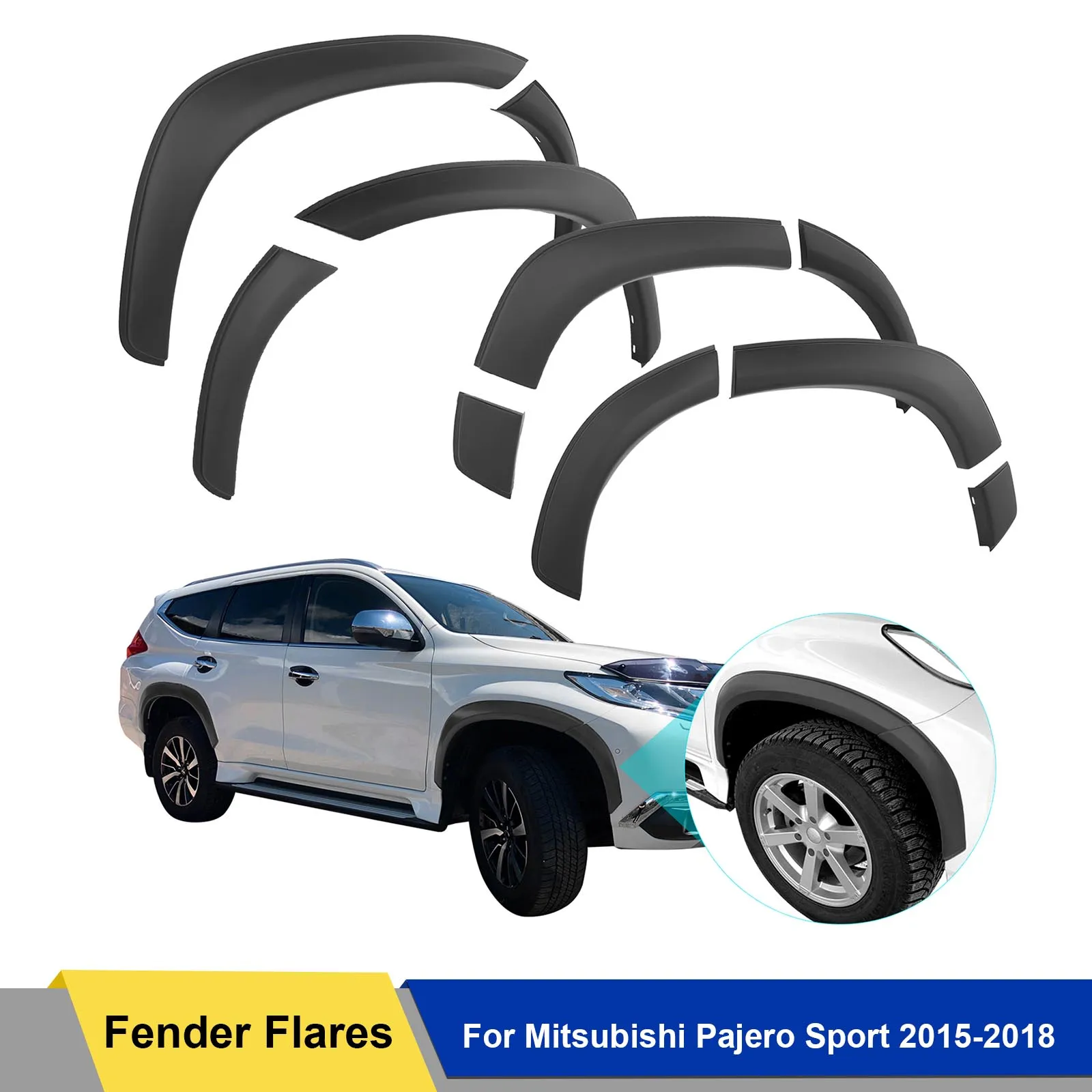 

Matte Black Fender Flares Wheel Arch Mudguards For Mitsubishi Pajero Sport 2015 2016 2017 2018 2019 Car Accessories