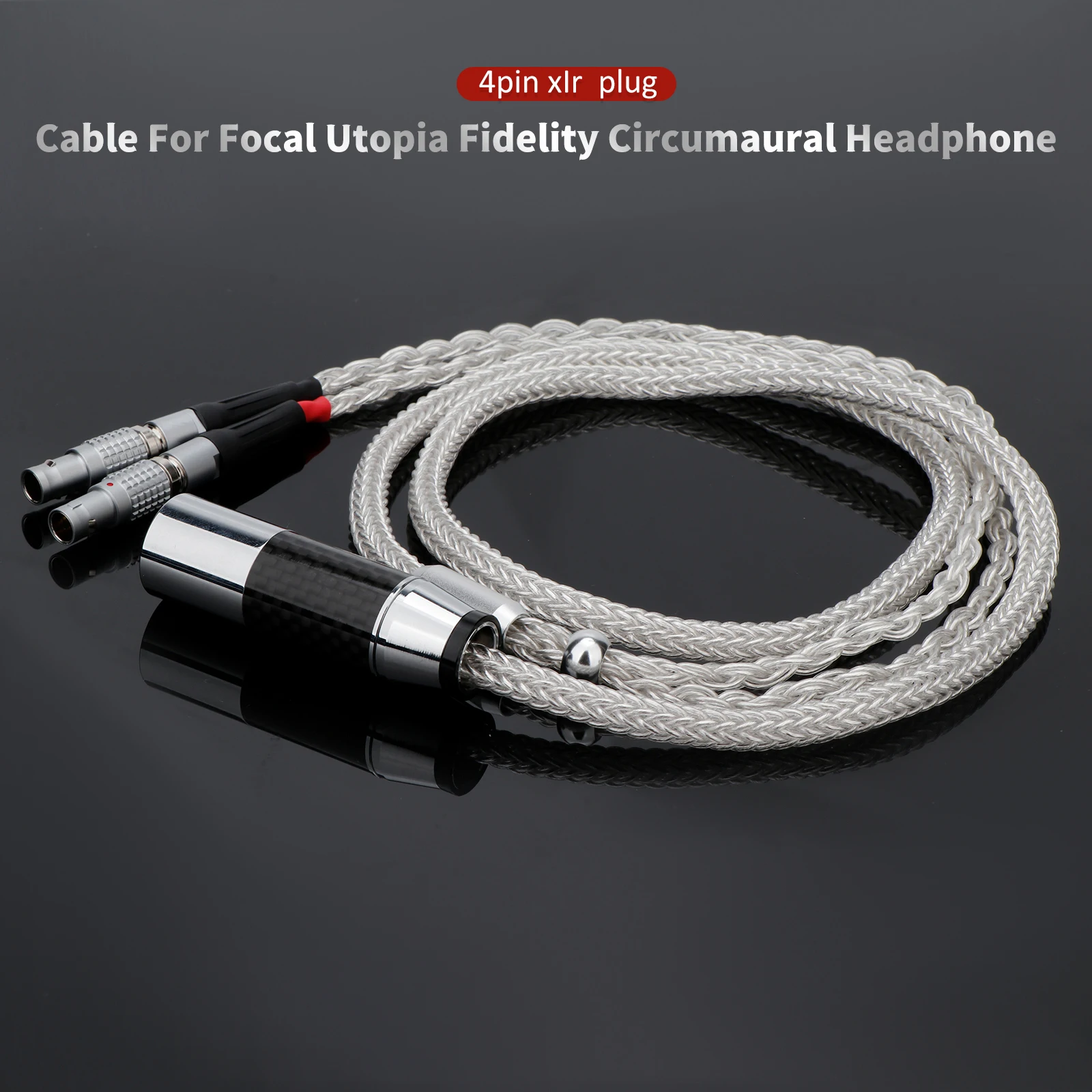 High-end 100% Pure Silver Headphone Update Cbale with 4pin XLR Plug Cable for Focal Utopia Fidelity Circumaural Earphone