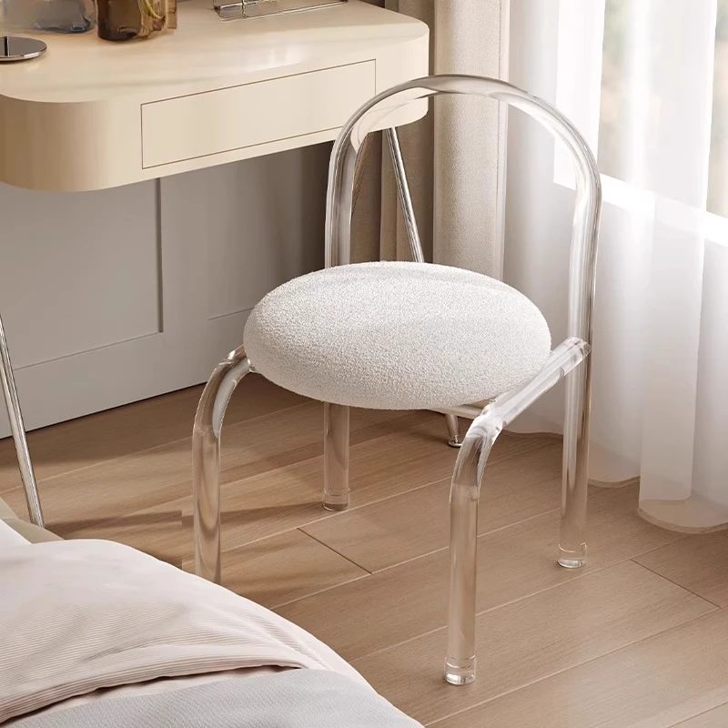 Simple bedroom home makeup chair backrest acrylic transparent dressing stool