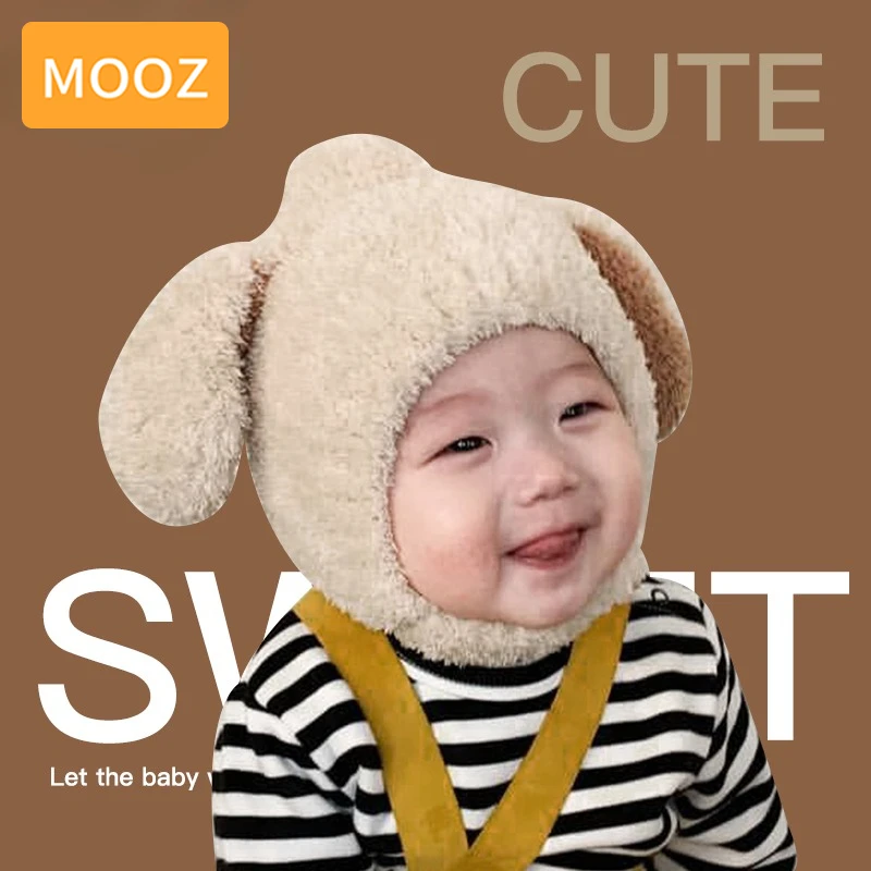 MOOZ 여아 및 남아용 스카프 모자, 두꺼운 모자, 만화, 겨울, 신생아, 아기 물건, 어린이 모자, 플리스, CFS034 