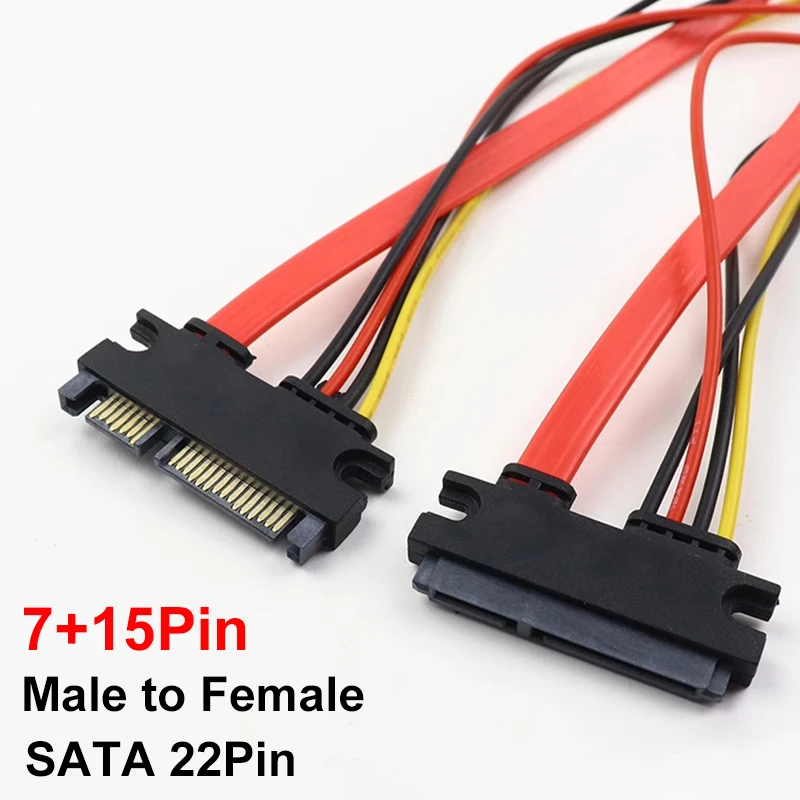 

Sata 22 Pin Male Female Sata Extension Cable Sata 3 Iii 22 Pin 7 to 15 Pin Sata Data Power Combo Extension Cable