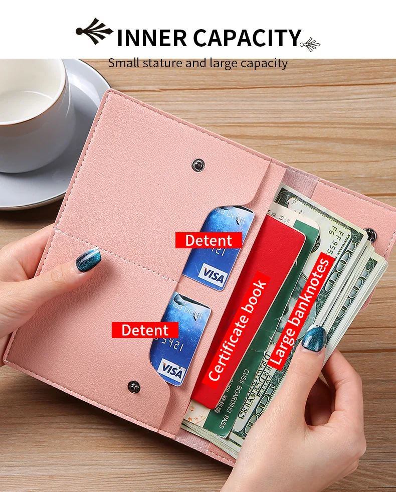 Minimalist Women Wallets Leather Cute Female Wallet Passport Cover Ladies Travel Passport ID Credit Card Holder Purse Money Clip