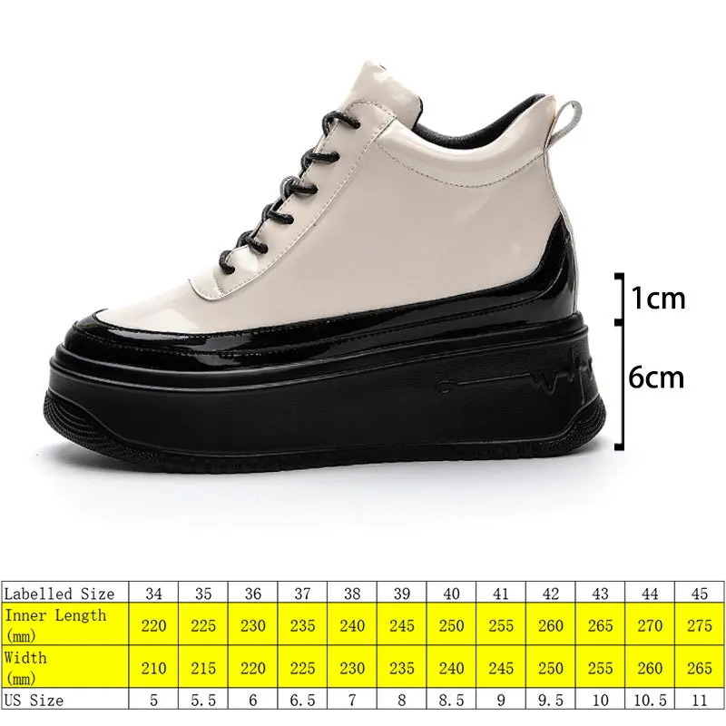 Fujin 7cm Patent Synthetic Platform Wedge Ankle Boots Autumn Pumps Women Non Slip Fashion Super Thick Females Plush Warm Shoes