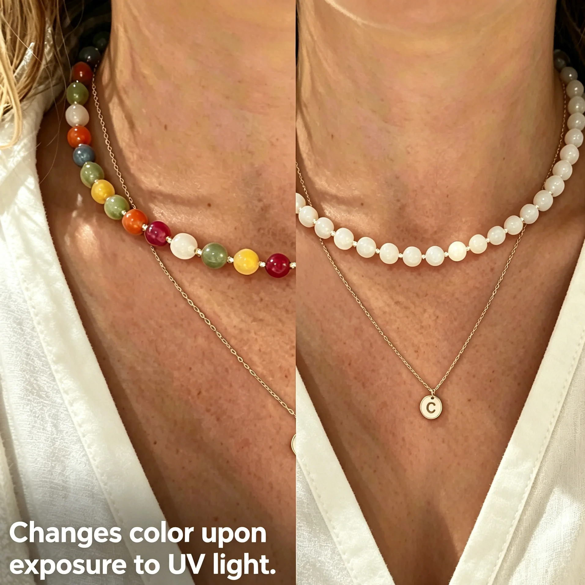 

UV Reactive Color Changing Necklace Rainbow Resin Bead Choker Stackable Dopamine Summer Jewelry Custom Jewelry for Women