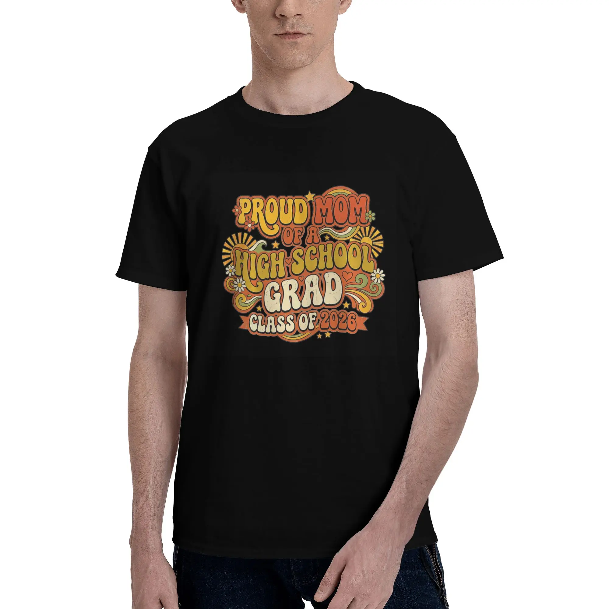 Super Proud Mother of a High School Grad  Funny Graphic 100% Cotton T-Shirt class of 2026 Tops Tees For Men