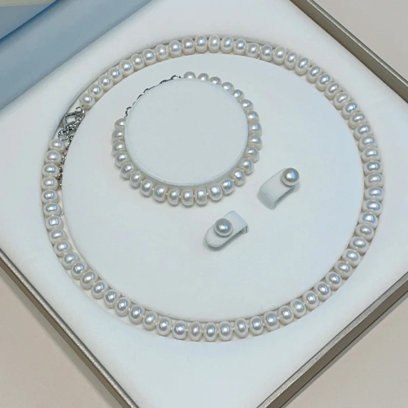 Natural Freshwater Pearl Necklace 8-9Mm Slightly Flawed Jewelry