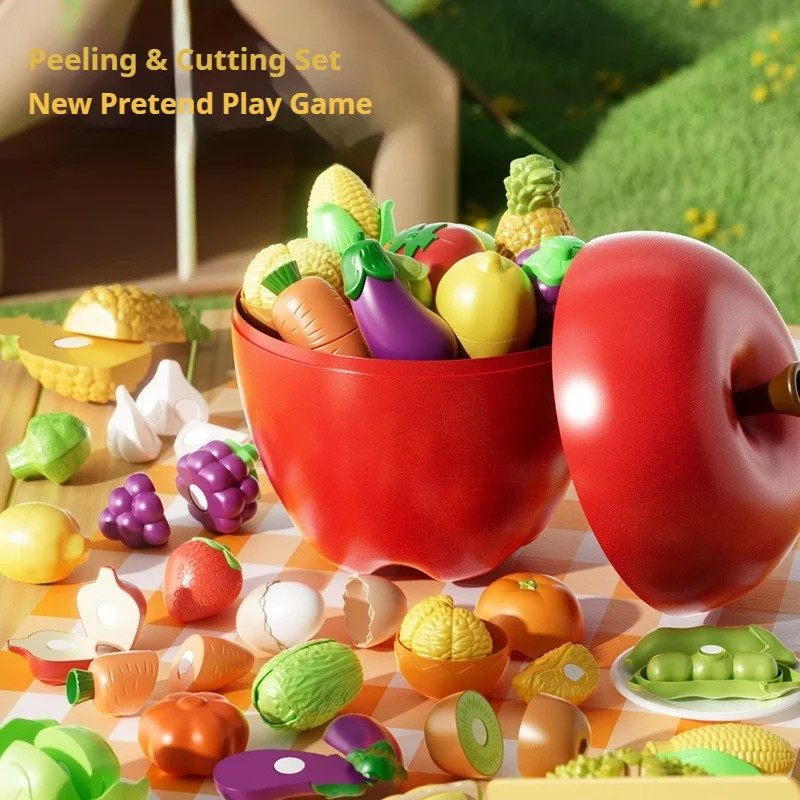 Simulation Fruit and Vegetable Cutting Toy Food Grade Children's Playing House Kitchen Set Cuttable Food Holiday Birthday Gift