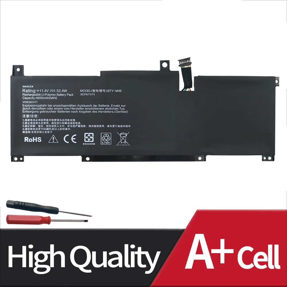 BTY-M49 Laptop Battery For MSI Prestige 14 A10SC-057RU A10SC-009 A10RB-015CN i7-10710U A10RAS A10M MS-14C1 MS-14D1 3ICP6/71/74